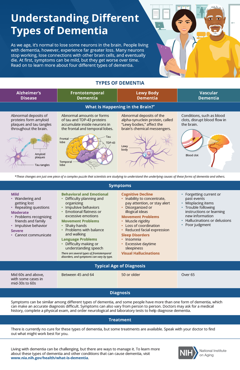 Understanding Different Types of Dementia infographic. Click through for full pdf.